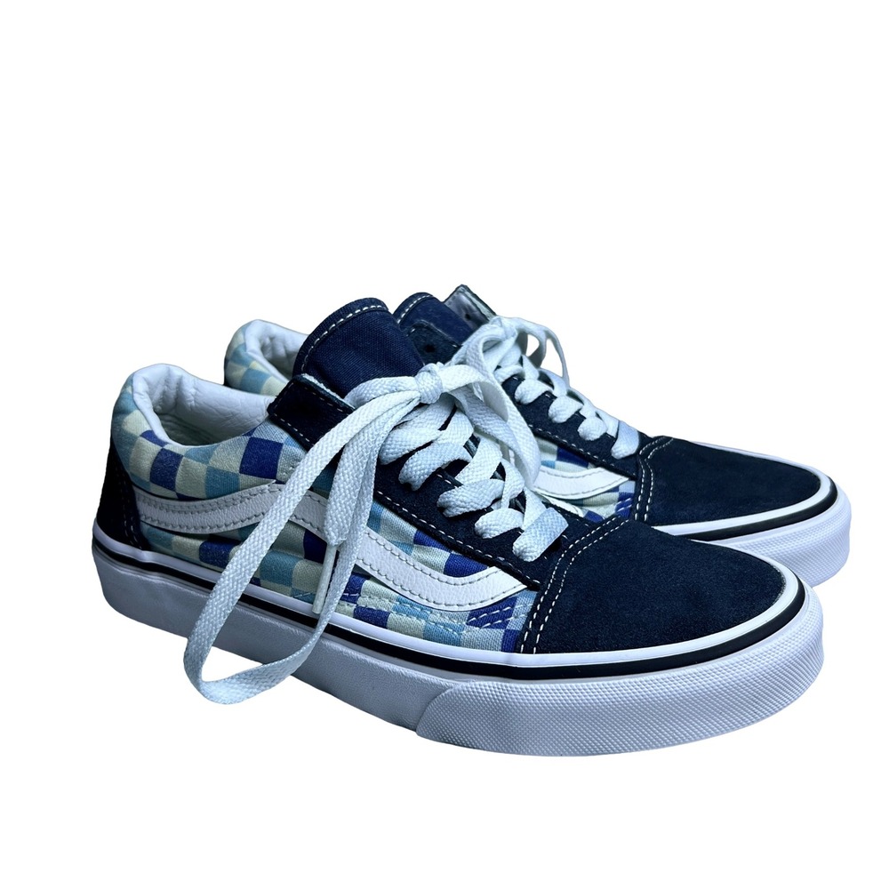 Vans Old Skool Blue Checkerboard‎ Sneakers Women's 6 Low Top Skate Shoes